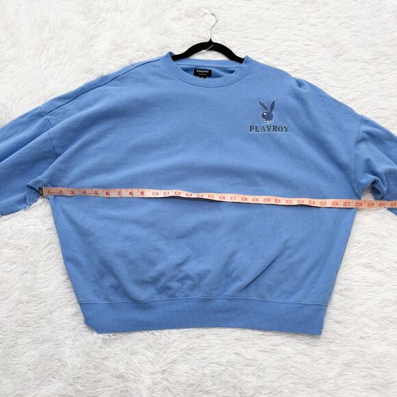 Women Playboy by Pacsun Classic Crew Neck Sweatshirt in Blue Size Medium - Picture 5 of 9